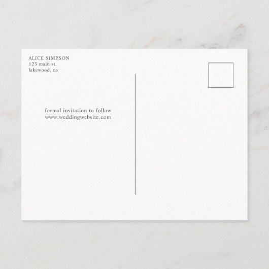 Bohoニュートラル素朴フラワーウェディング日付を保存 案内ポストカード (裏面)