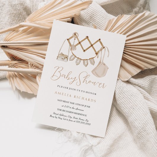 Bohoニュートラル赤ちゃんシャワー 招待状