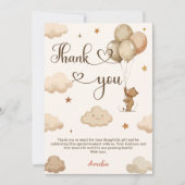 Bohoニュートラルbearly待ちテディ熊ベビーシャワー サンキューカード (正面)