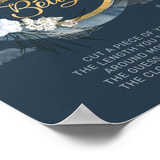 Bohoネイビーと金ゴールドフォイルどのように大きなママの腹ゲーム ポスター (角)