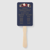 Bohoネイビーと金ゴールドフローラ結婚式 プログラムファン ハンドファン (裏面)