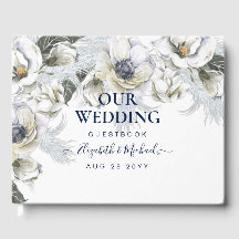 BOHOネイビーホワイトフローラパンパスグラス結婚ズ