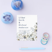 BOHOネイビーホワイトフローラパンパスグラス結婚ズ チラシ (シングル)