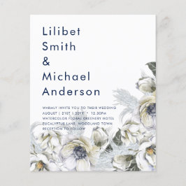 BOHOネイビーホワイトフローラパンパスグラス結婚ズ チラシ