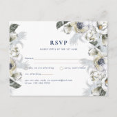 BOHOネイビーホワイトフローラパンパスグラス結婚ズ ポストカード (正面)