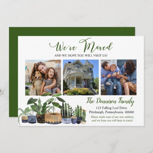 Bohoハウスプラント引っ越しました移動写真 案内状 (正面/裏面)