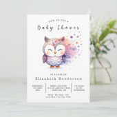Bohoハッピーフクロウ赤ちゃんシャワー 招待状 (スタンド正面)