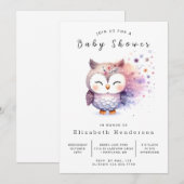 Bohoハッピーフクロウ赤ちゃんシャワー 招待状 (正面/裏面)