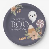 Bohoハロウィーン赤ちゃんシャワー小さなブー – かわいい幽霊 ペーパープレート (正面)