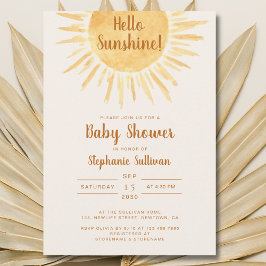 Bohoハローサンシャイン男女兼用ベビーシャワーInv 招待状