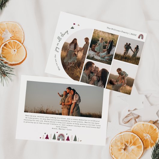 Bohoハートすべての事で喜ぶ6つの写真クリスマス シーズンカード