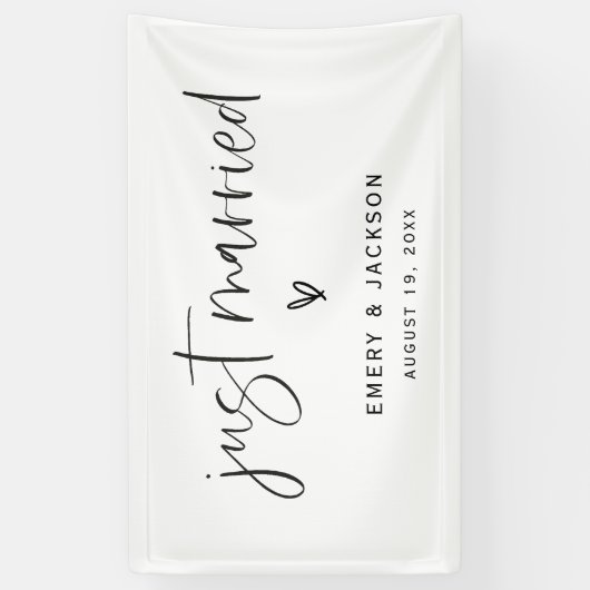 Bohoハートたった今結婚しましたカーバナーパーティーサインE100 横断幕 (縦)