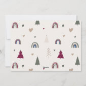 Bohoハートハッピーグリーン3枚フォトクリスマス シーズンカード (裏面)