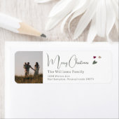 Bohoハートフォトメリークリスマス差出人住所 ラベル (インサイチュ)