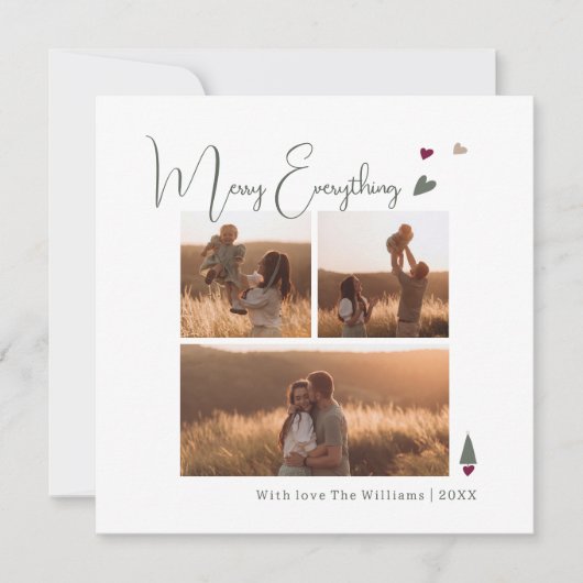 Bohoハートメリー全6枚フォトクリスマス シーズンカード (正面)