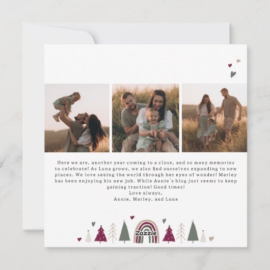 Bohoハートメリー全6枚フォトクリスマス シーズンカード (裏面)