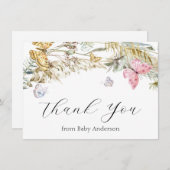 Bohoバタフライシャワーありがとうご注意カード ノートカード (正面/裏面)