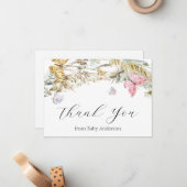 Bohoバタフライシャワーありがとうご注意カード ノートカード (正面/裏面インサイチュ)