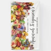 Bohoバタフライフローラベビーシャワーウェルカム 横断幕 (縦)