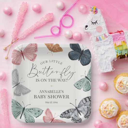 Bohoバタフライベイビーシャワー食器 ペーパープレート (パーティー)