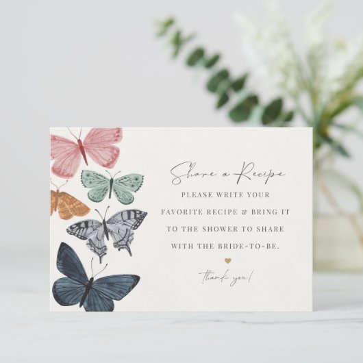 Bohoバタフライ共有レシピ招待状の挿入 エンクロージャーカード (スタンド正面)