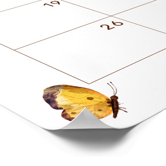 Bohoバタフライ推測ベビー期日カレンダー ポスター (角)