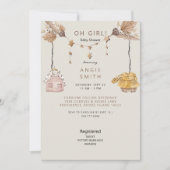 Bohoバラオ女の子の服ベビーシャワー 招待状 (正面)