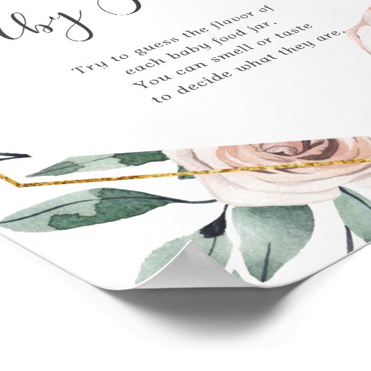 Bohoバラベイビーシャワーベビー食品を推測 ポスター (角)