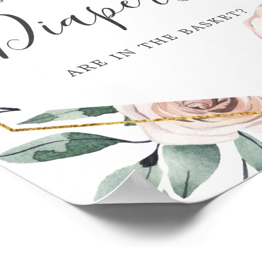 Bohoバラベイビーシャワー推測おむつポステの数 ポスター (角)