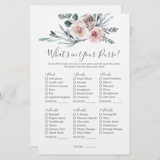Bohoバラベビーシャワーあなたの財布の中にあるものは (正面/裏面)