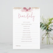 Bohoバラベビーシャワーゲーム親愛ベビーウィッシュカード (スタンド正面)