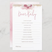 Bohoバラベビーシャワーゲーム親愛ベビーウィッシュカード (正面/裏面)