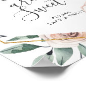 Bohoバラベビーシャワーベビーは甘いサイン ポスター (角)