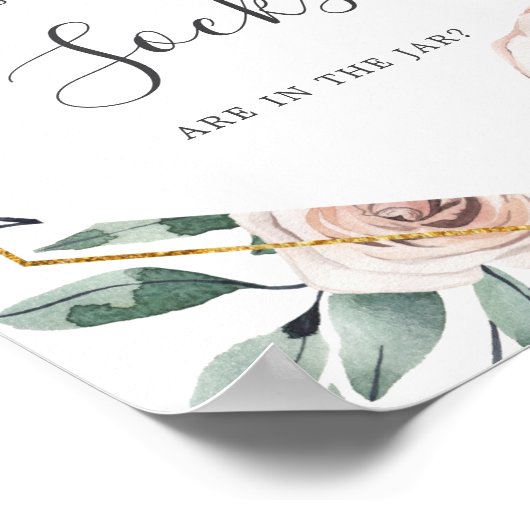 Bohoバラベビーシャワー推測いくつ靴下のサイン ポスター (角)