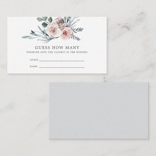 Bohoバラベビーシャワー推測カードの数 エンクロージャーカード (正面/裏面)