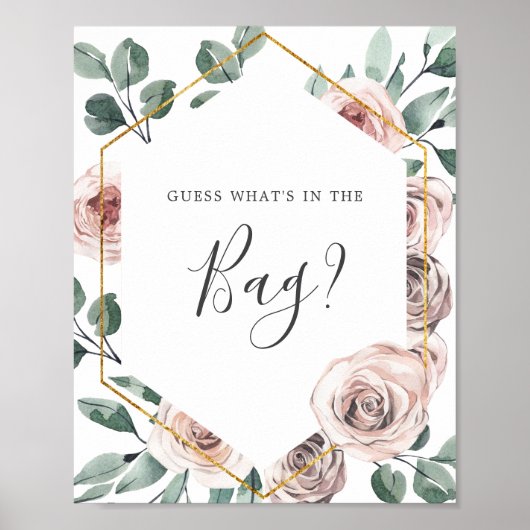 Bohoバラベビーシャワー推測バッグの何が ポスター (正面)