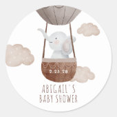 Bohoバルーンエレファントベイビーシャワー ラウンドシール (正面)