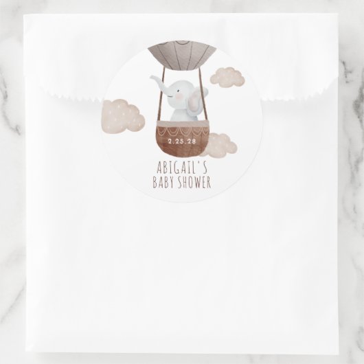 Bohoバルーンエレファントベイビーシャワー ラウンドシール (バッグ)