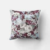 Bohoバーガンディの白いパステル調の大理石の花パターン クッション (裏面)