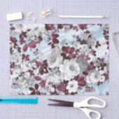 Bohoバーガンディの白いパステル調の大理石の花パターン 薄葉紙 (クラフト)