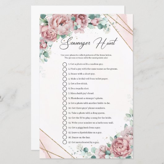 Bohoパウダーピンクのバラ緑スカベンジャー狩り (正面/裏面)