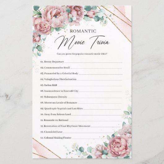 Bohoパウダーピンクのバラ金ゴールドロマンチックな映画トリビア (正面)