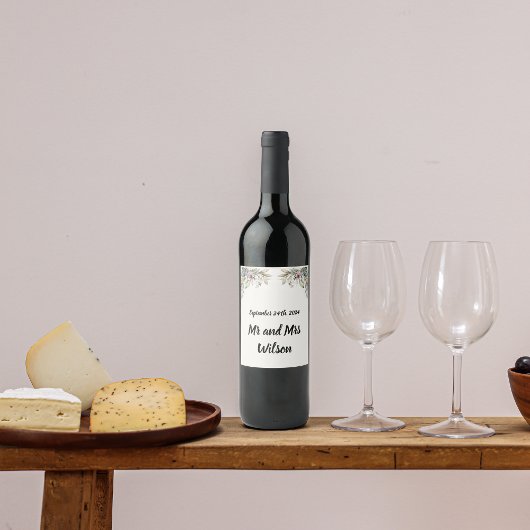 BOHOパステルガーデンカラーズ結婚ワインラベル ワインラベル