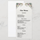 BOHOパステルガーデンカラー結婚ズディナーメニュー メニュー (正面/裏面)