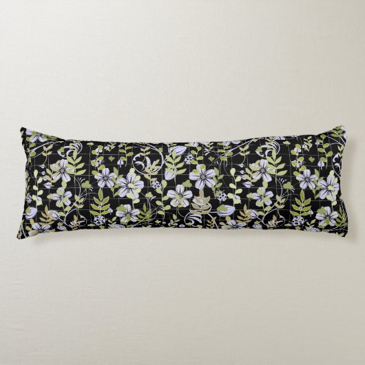 Bohoパターン02.wフローラ(ブラックBG) ボディピロー (正面)
