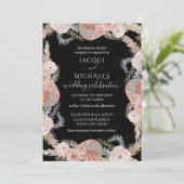 BOHOパンパスグラストロピカルブラック水彩フローラ 招待状 (スタンド正面)