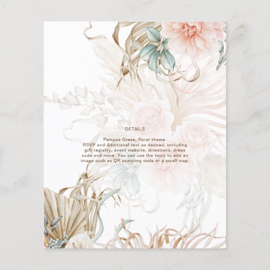 BOHOパンパスグラスフローラコーラルセージ結婚ズ (裏面)