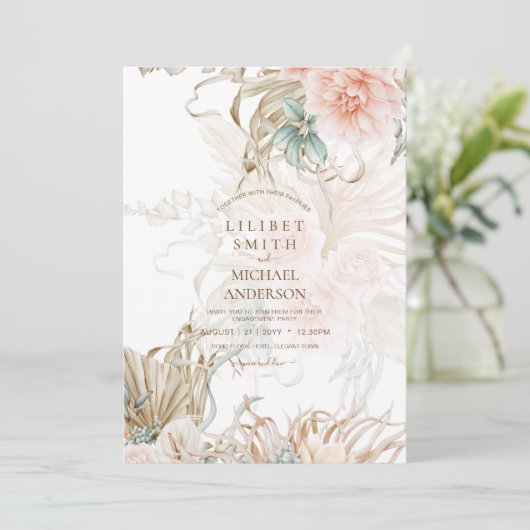 BOHOパンパスグラスフローラコーラルセージ結婚ズ (スタンド正面)