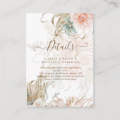 BOHOパンパスグラスフローラコーラルセージ結婚ズ エンクロージャーカード (正面)