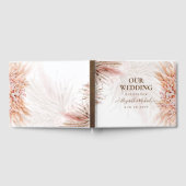 BOHOパンパスグラスフローラコーラルセージ結婚ズ ゲストブック (全面)